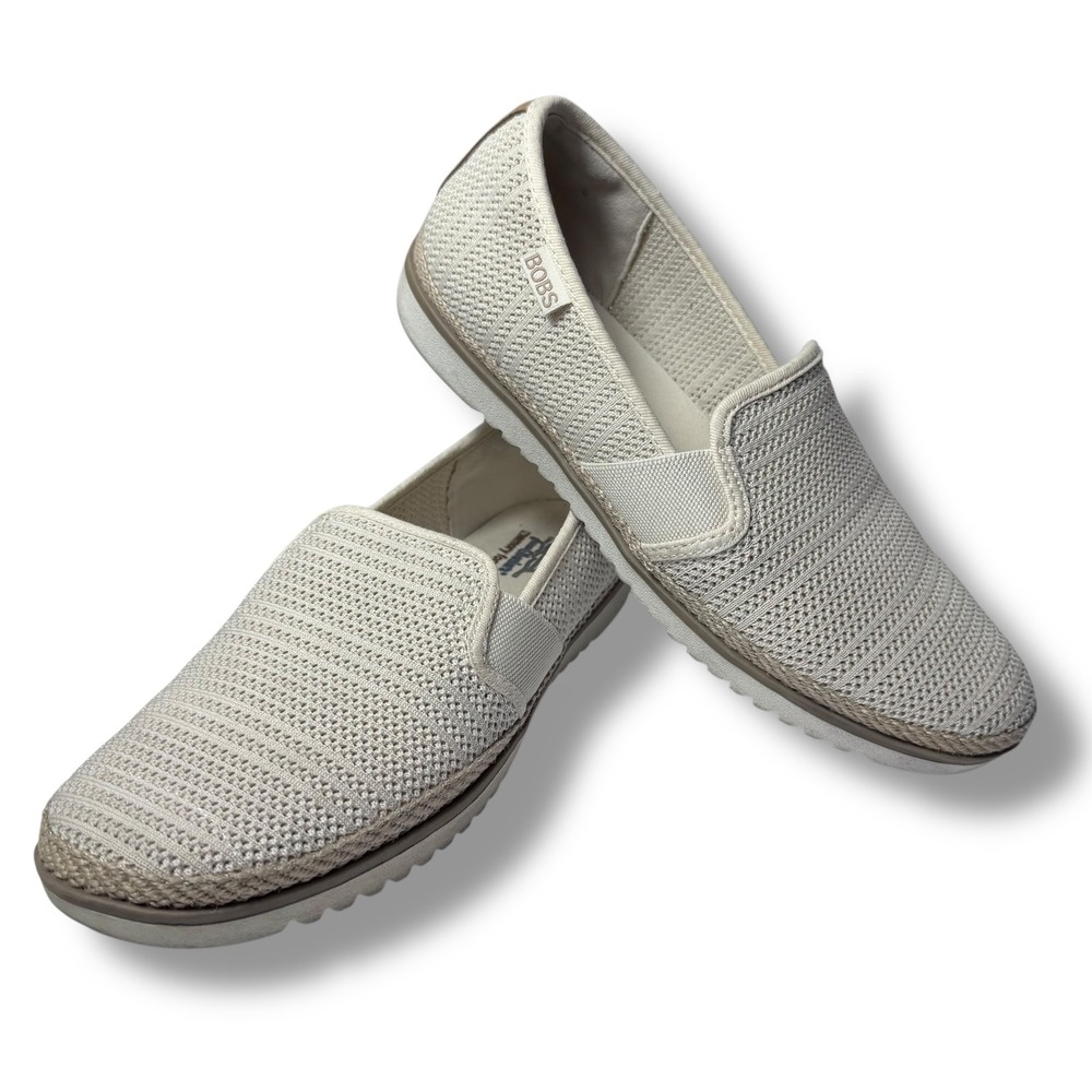BOBS by Skechers Flexpadrille Lo slip-on shoes Women's Tan Knit Memory Foam Sz 9